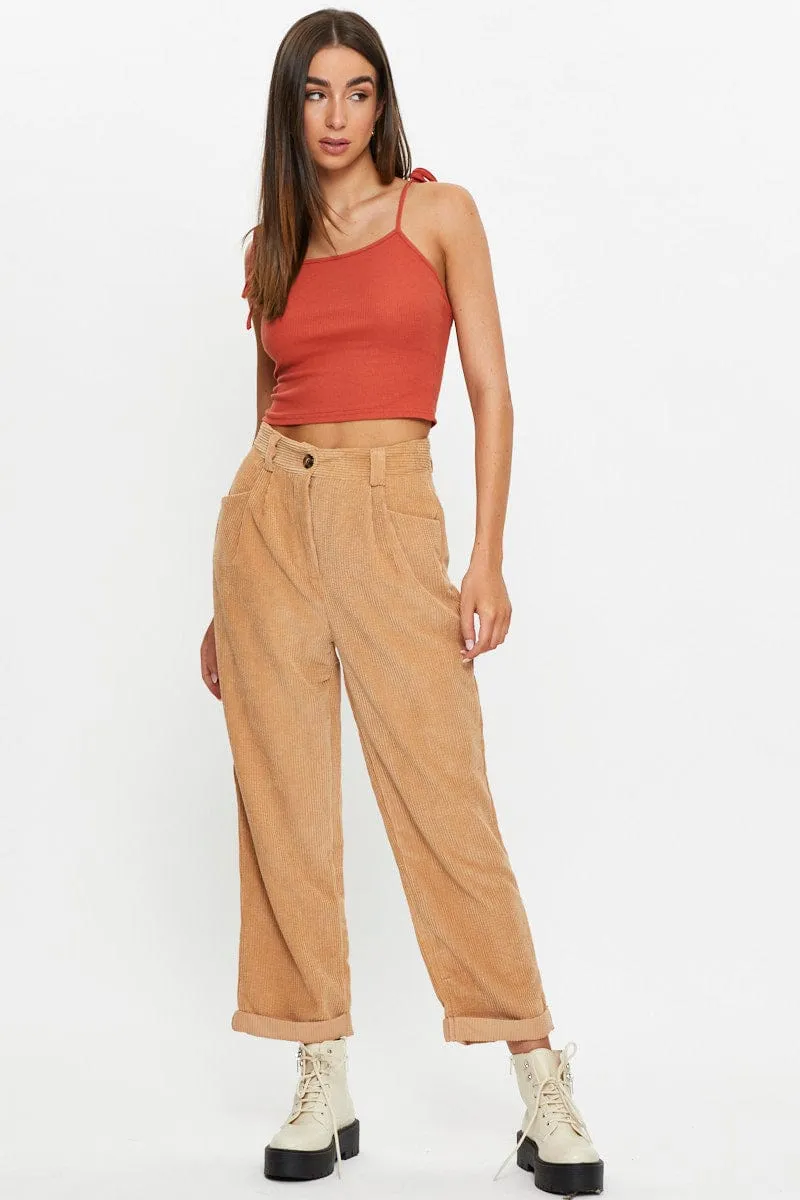 Brown Tie Shoulder Top sold by Ally Fashion product image thumbnail 3