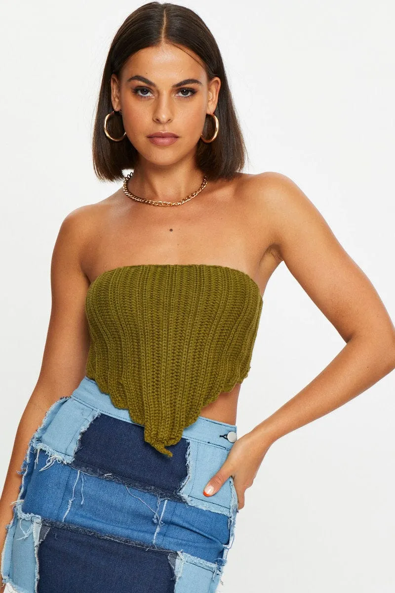 Green Knit Scarf Top sold by Ally Fashion