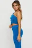 Blue Slinky Jersey One Shoulder Top sold by Ally Fashion