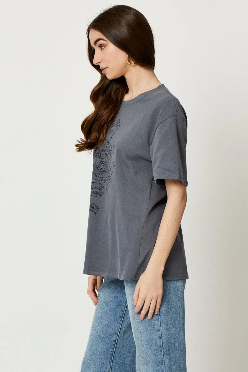 Grey Dragon T-Shirt sold by Ally Fashion product image thumbnail 3