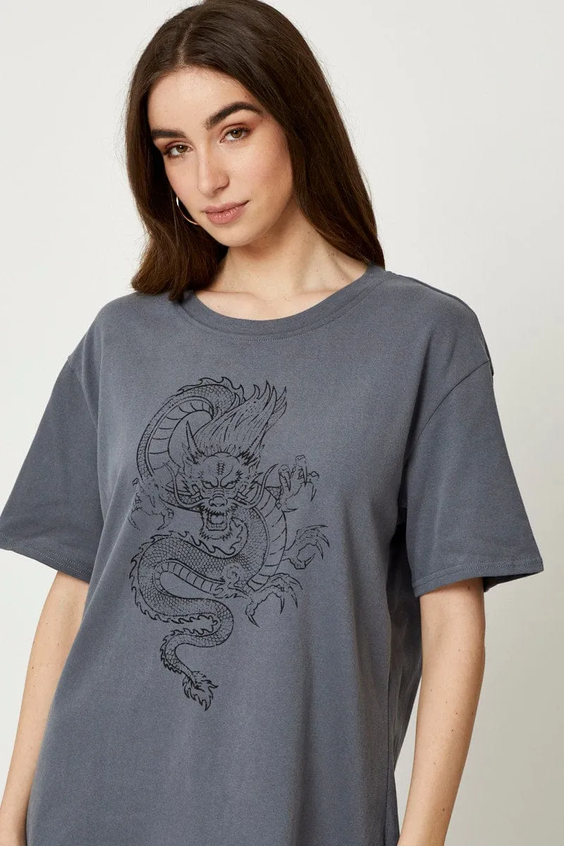 Grey Dragon T-Shirt sold by Ally Fashion product image thumbnail 5