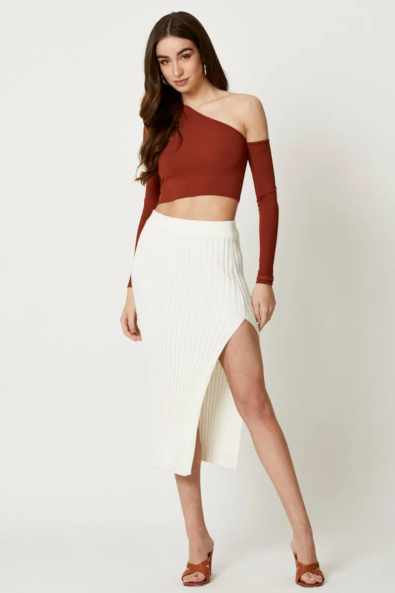 Brown Cold Shoulder Top sold by Ally Fashion product image thumbnail 2