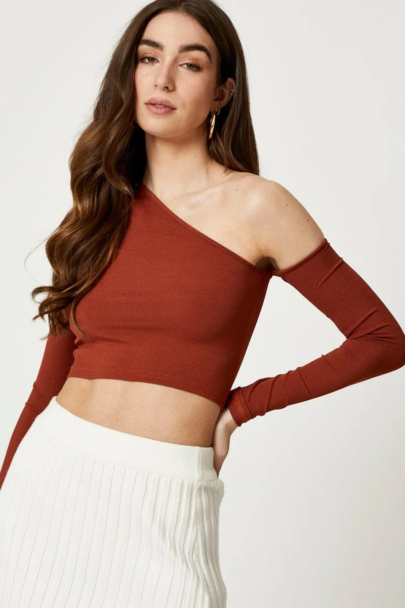 Brown Cold Shoulder Top sold by Ally Fashion product image thumbnail 5
