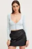Blue Crop Top Long Sleeve sold by Ally Fashion