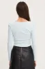 Blue Crop Top Long Sleeve sold by Ally Fashion