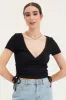 Black Top Drawstring Wrap Neck sold by Ally Fashion