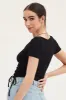 Black Top Drawstring Wrap Neck sold by Ally Fashion