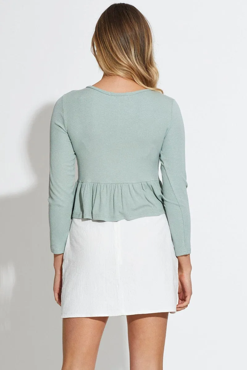 Green Rib Top Long Sleeve sold by Ally Fashion product image thumbnail 4