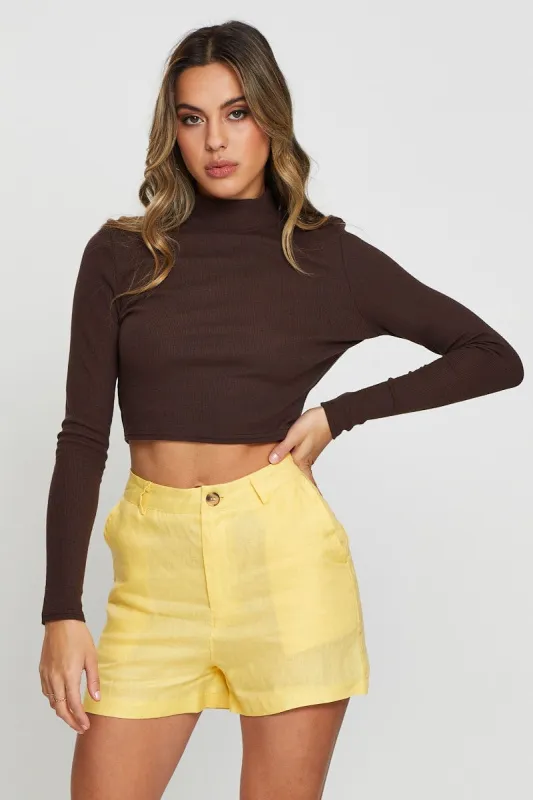 Brown Cut Out Top Long Sleeve sold by Ally Fashion