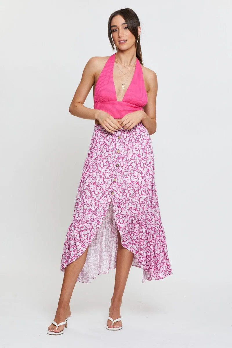 Pink Jersey Top Halter Neck Ribbed sold by Ally Fashion product image thumbnail 2