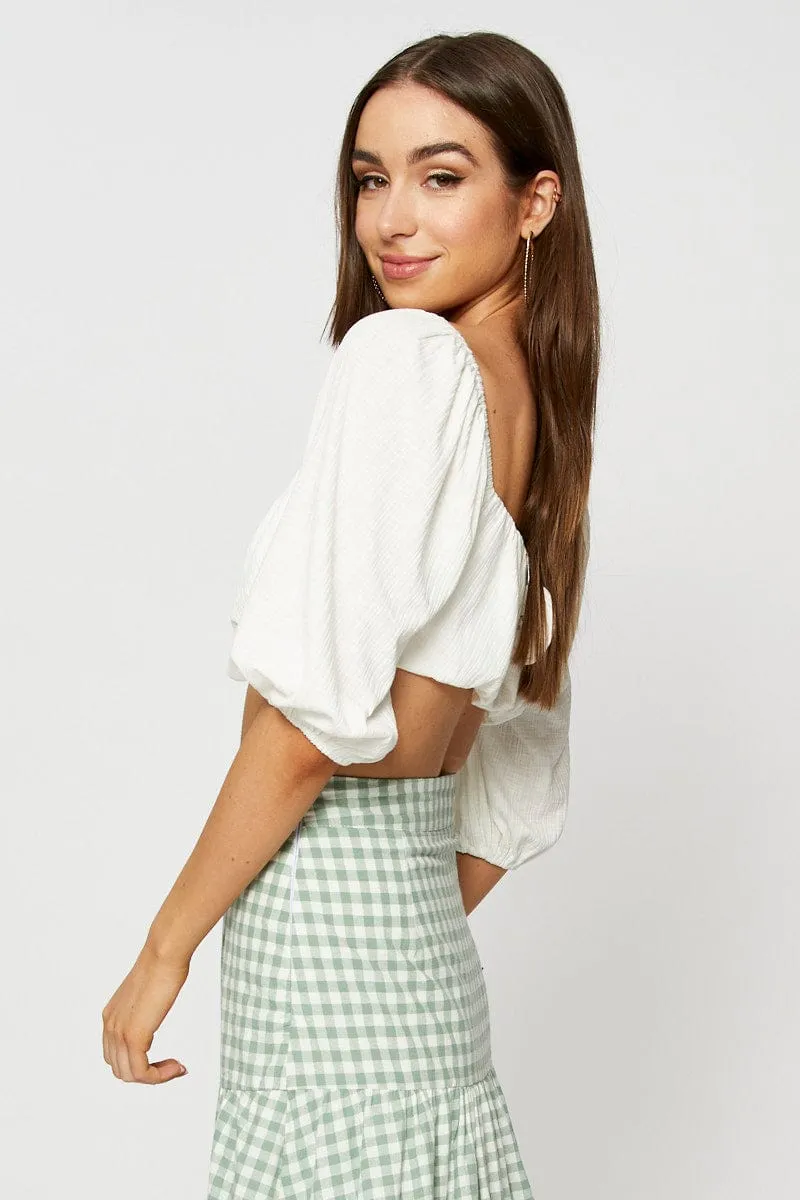 White Bardot Top Ribbed sold by Ally Fashion product image thumbnail 4