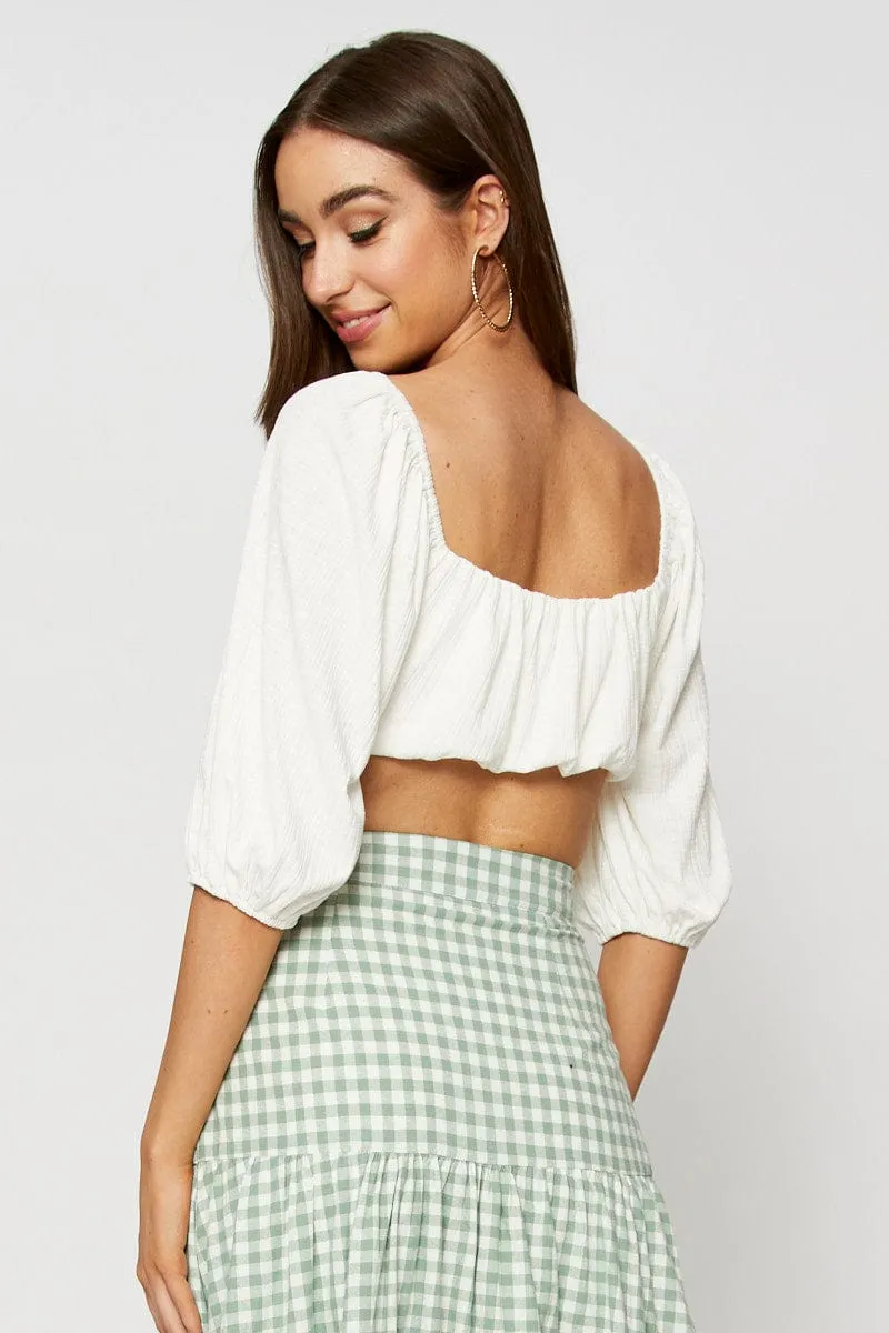 White Bardot Top Ribbed sold by Ally Fashion product image thumbnail 5