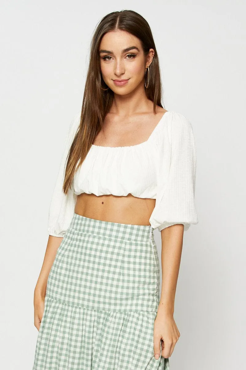 White Bardot Top Ribbed sold by Ally Fashion product image thumbnail 3