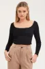 Black Top Long Sleeve Gathered Bust sold by Ally Fashion