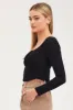 Black Top Long Sleeve Gathered Bust sold by Ally Fashion