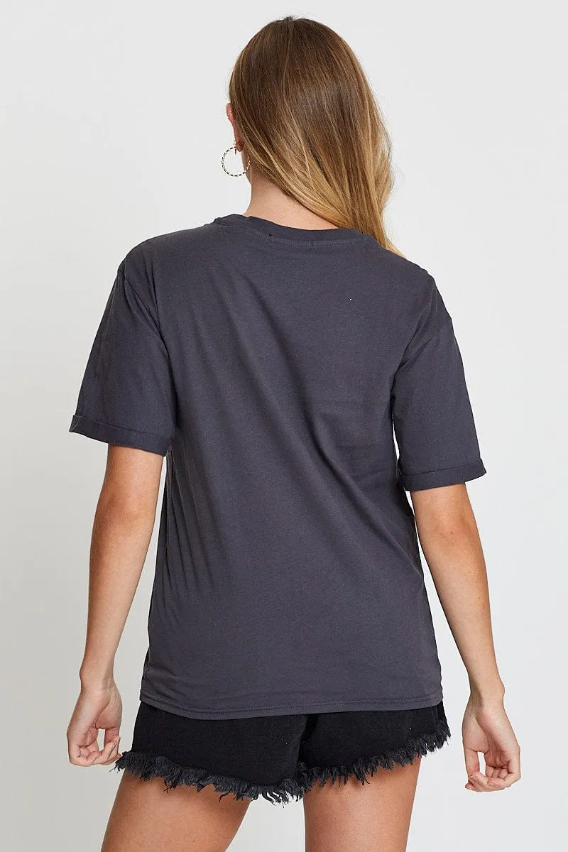 Grey T Shirt sold by Ally Fashion product image thumbnail 5