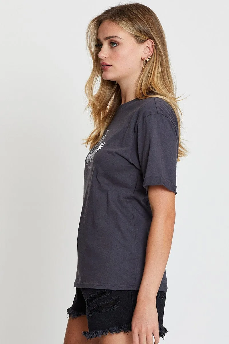Grey T Shirt sold by Ally Fashion product image thumbnail 4