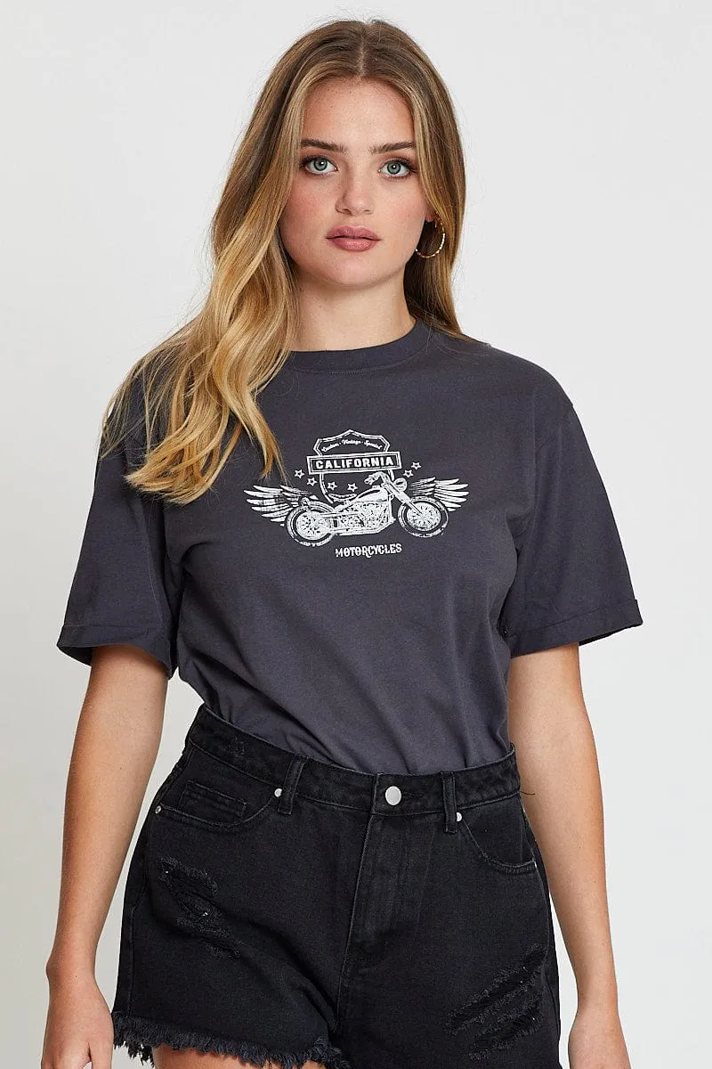 Grey T Shirt sold by Ally Fashion product image thumbnail 3