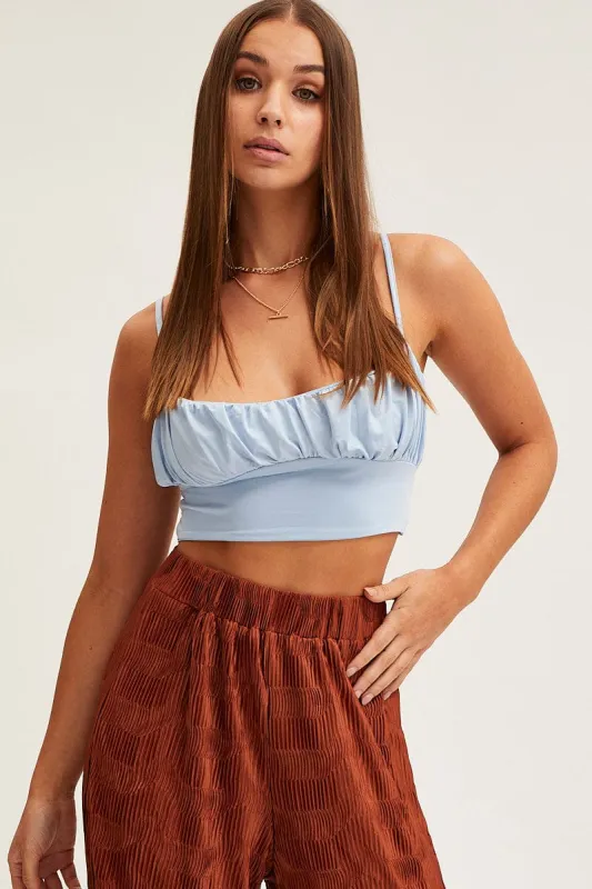 Blue Tie Back Top Cami sold by Ally Fashion