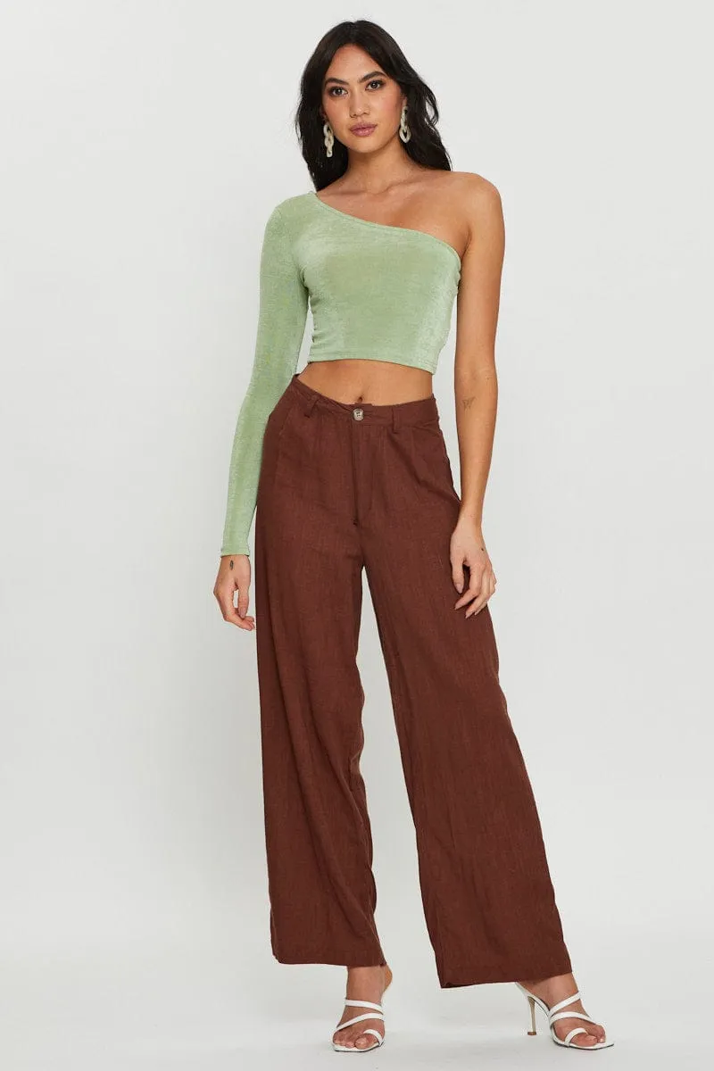 Green Slinky Top One Shoulder sold by Ally Fashion product image thumbnail 2
