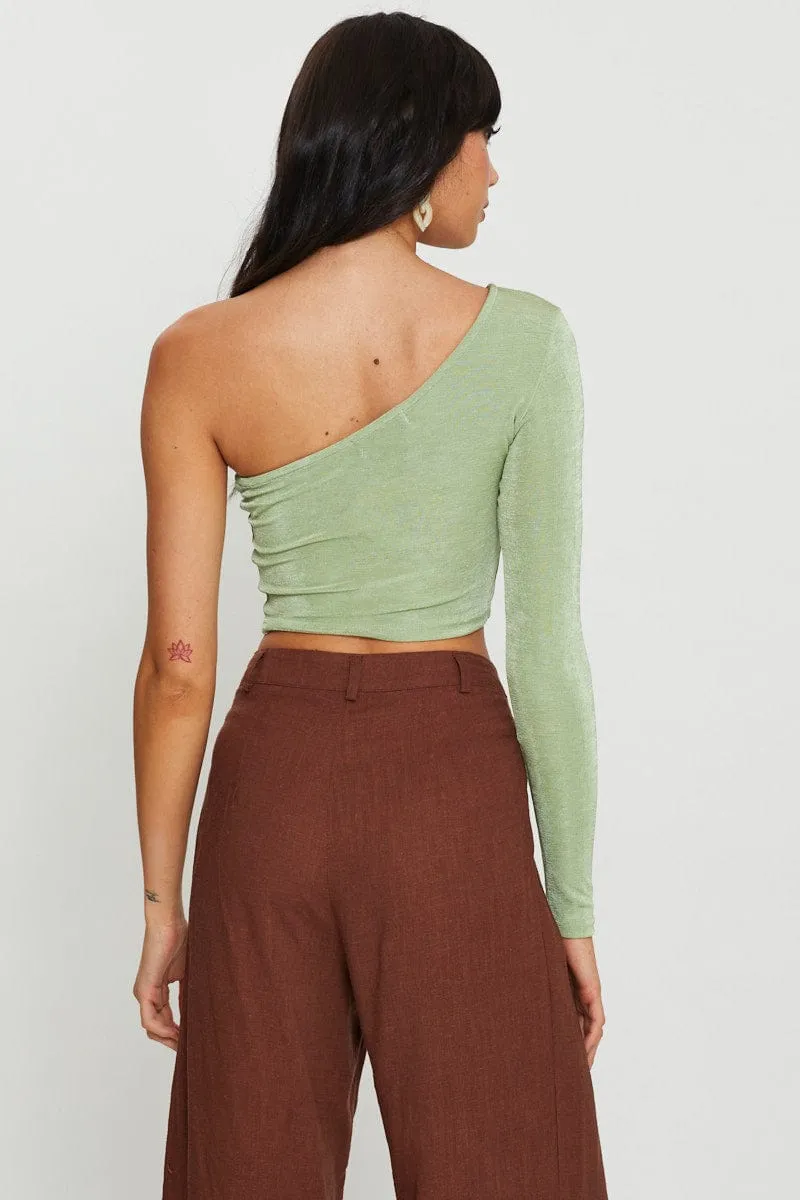 Green Slinky Top One Shoulder sold by Ally Fashion product image thumbnail 4