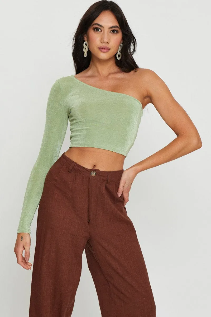 Green Slinky Top One Shoulder sold by Ally Fashion product image thumbnail 5