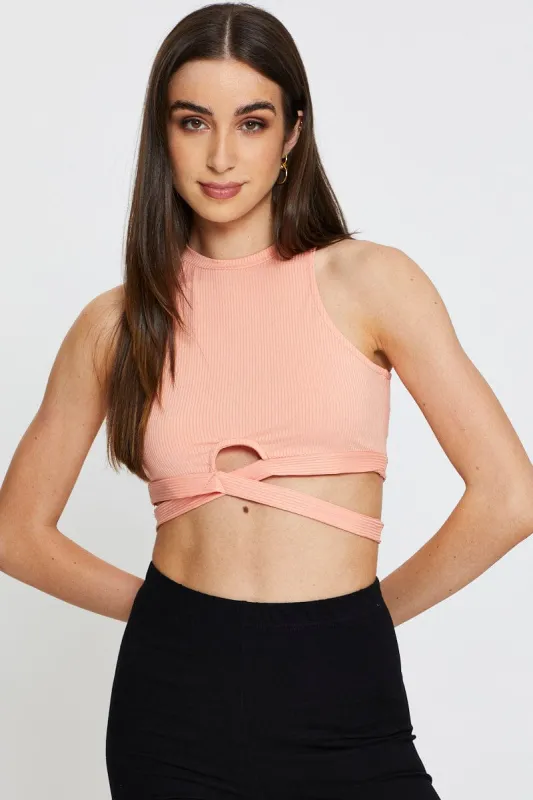 Orange Cut Out Top Crop sold by Ally Fashion