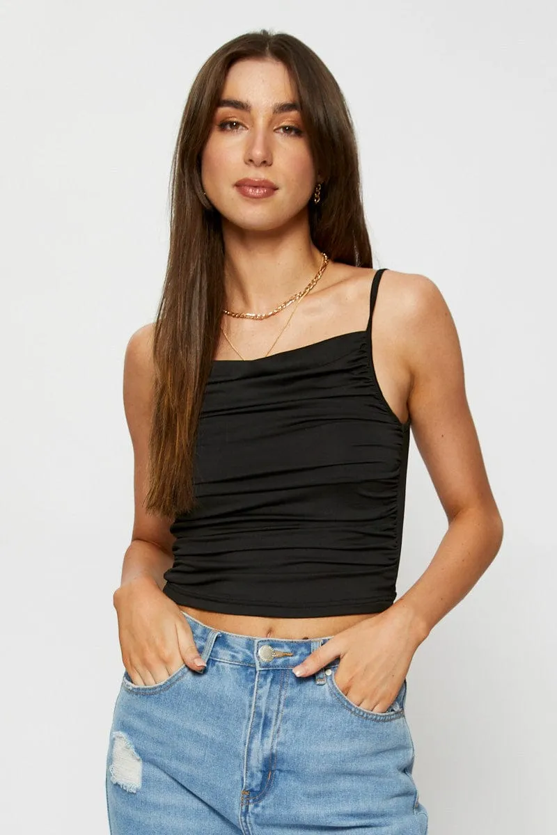 Black Ruched Top sold by Ally Fashion