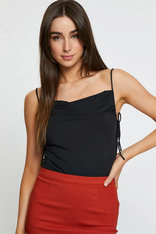 Black Crop Top Side Drawstring sold by Ally Fashion