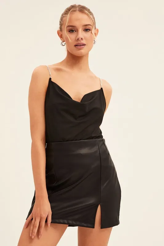 Black Singlet Top Cowl Neck sold by Ally Fashion