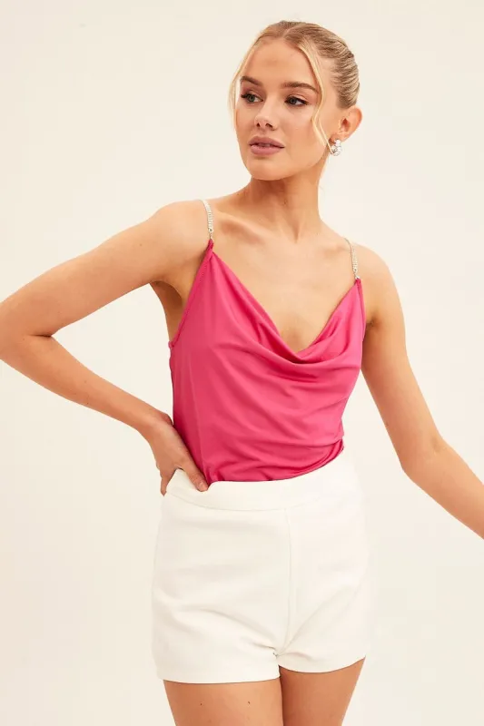 Pink Singlet Top Cowl Neck sold by Ally Fashion