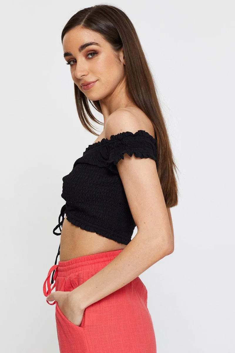 Black Bardot Top Ruche sold by Ally Fashion product image thumbnail 4