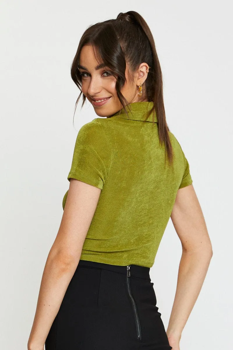 Green Jersey Shirt Ruche sold by Ally Fashion product image thumbnail 5
