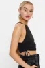 Black Slinky Jersey Racer Style Ruche Side With Drawcord sold by Ally Fashion