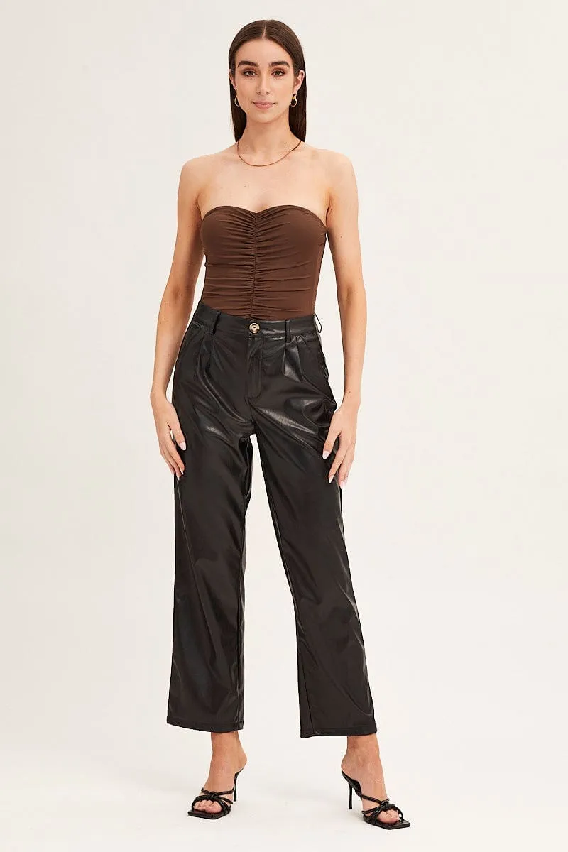 Brown Ruched Front Strapless Bodysuit sold by Ally Fashion product image thumbnail 3
