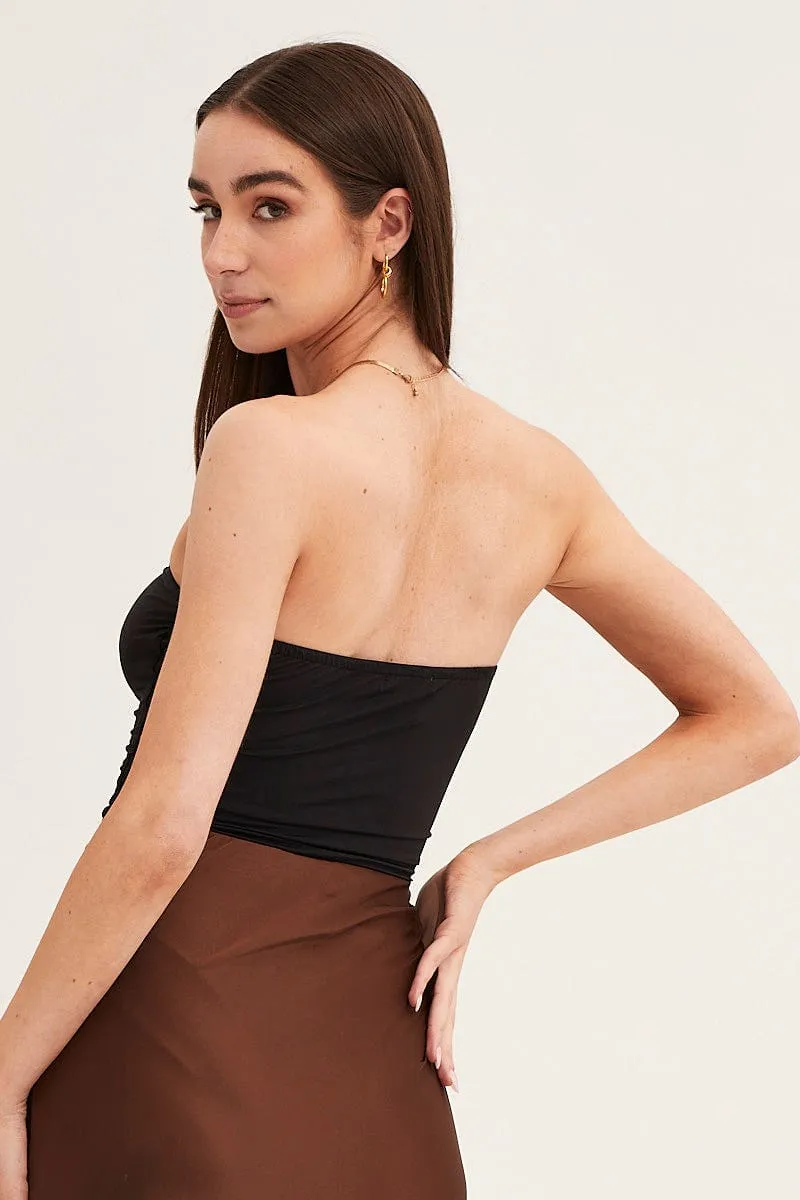 Black Ruched Front Strapless Bodysuit sold by Ally Fashion product image thumbnail 5