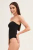 Black Ruched Front Strapless Bodysuit sold by Ally Fashion