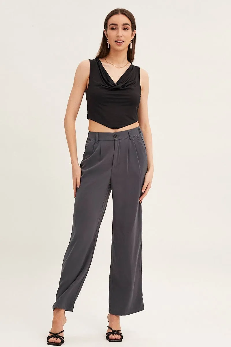 Black Dip Hem Cowl Neck Top sold by Ally Fashion product image thumbnail 2