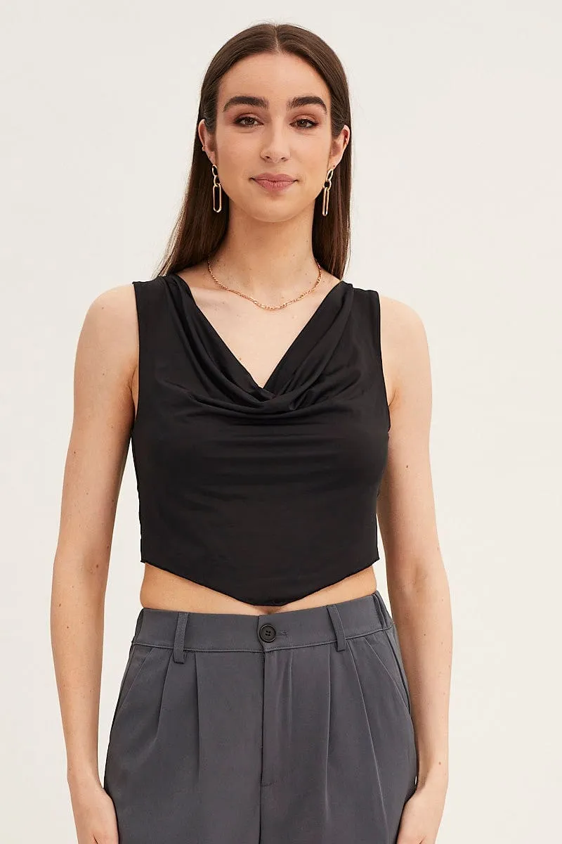 Black Dip Hem Cowl Neck Top sold by Ally Fashion product image thumbnail 3