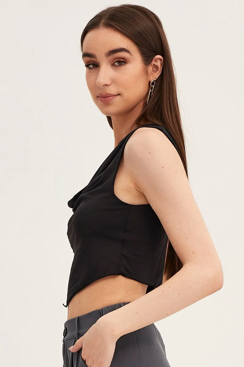 Black Dip Hem Cowl Neck Top sold by Ally Fashion product image thumbnail 4