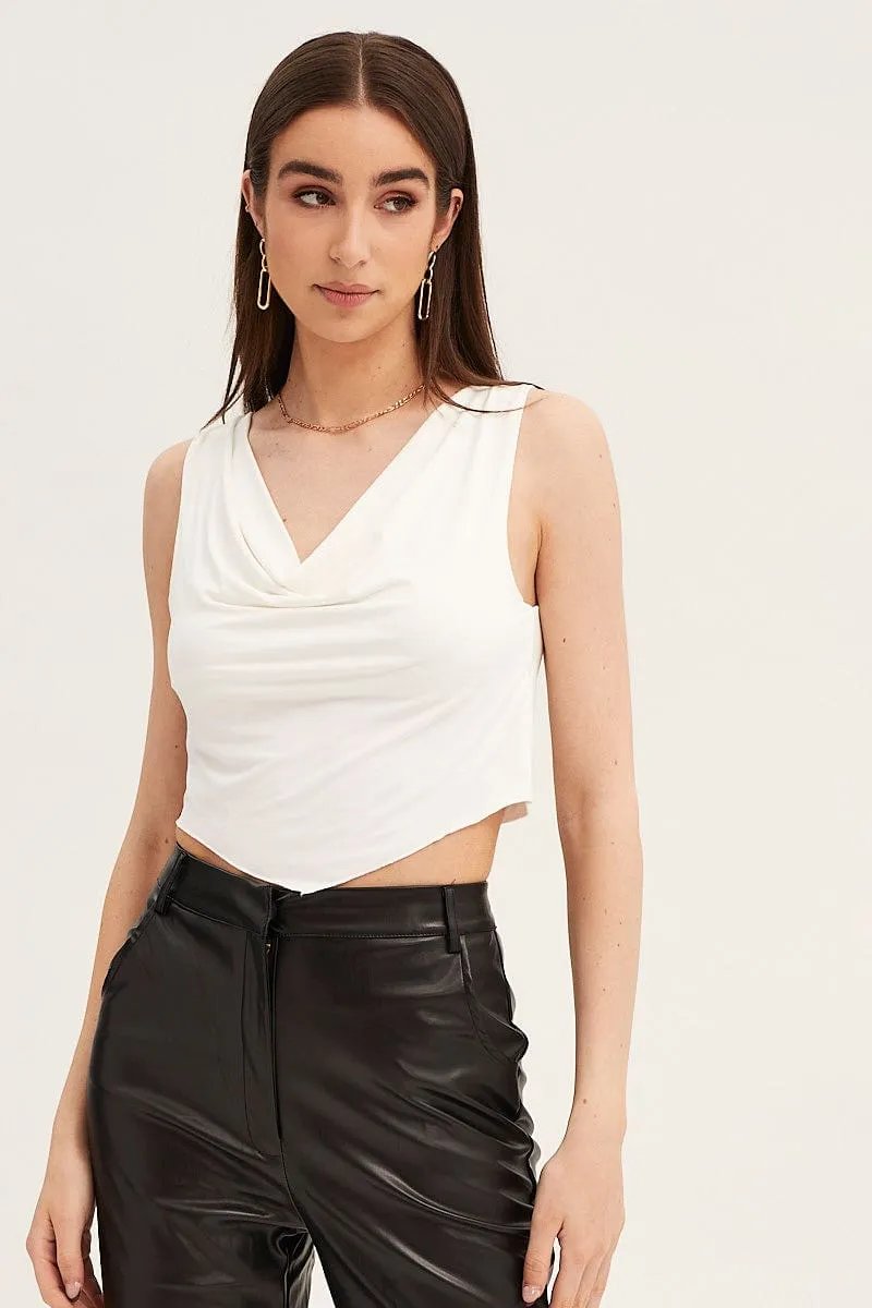 White Dip Hem Cowl Neck Top sold by Ally Fashion product image thumbnail 4
