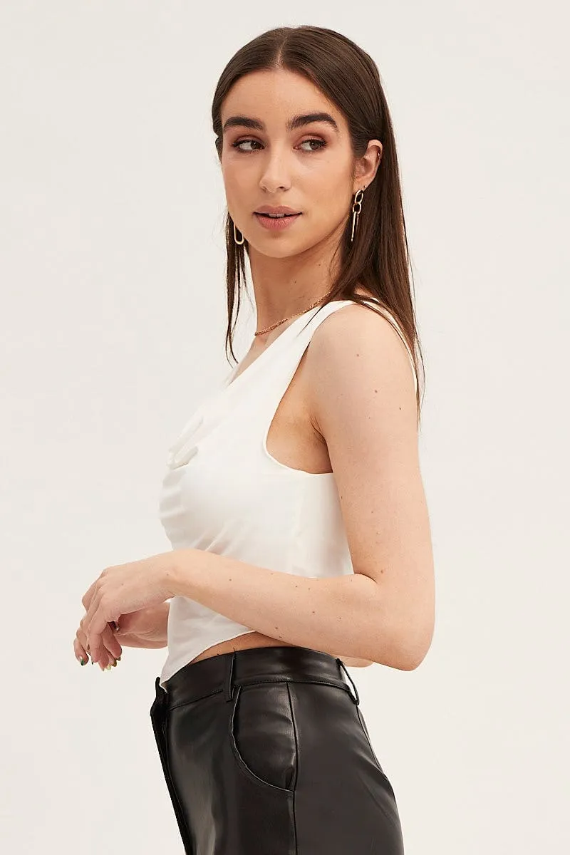 White Dip Hem Cowl Neck Top sold by Ally Fashion product image thumbnail 3