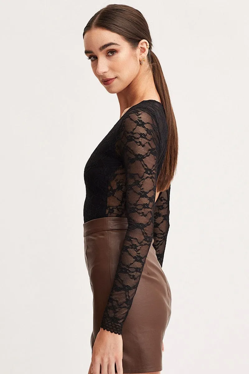 Black Jersey Top Long Sleeve sold by Ally Fashion product image thumbnail 4