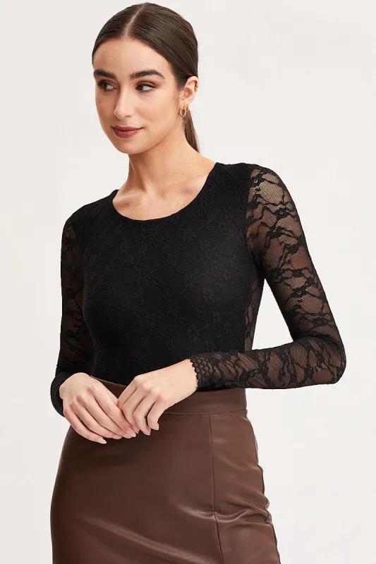 Black Jersey Top Long Sleeve sold by Ally Fashion