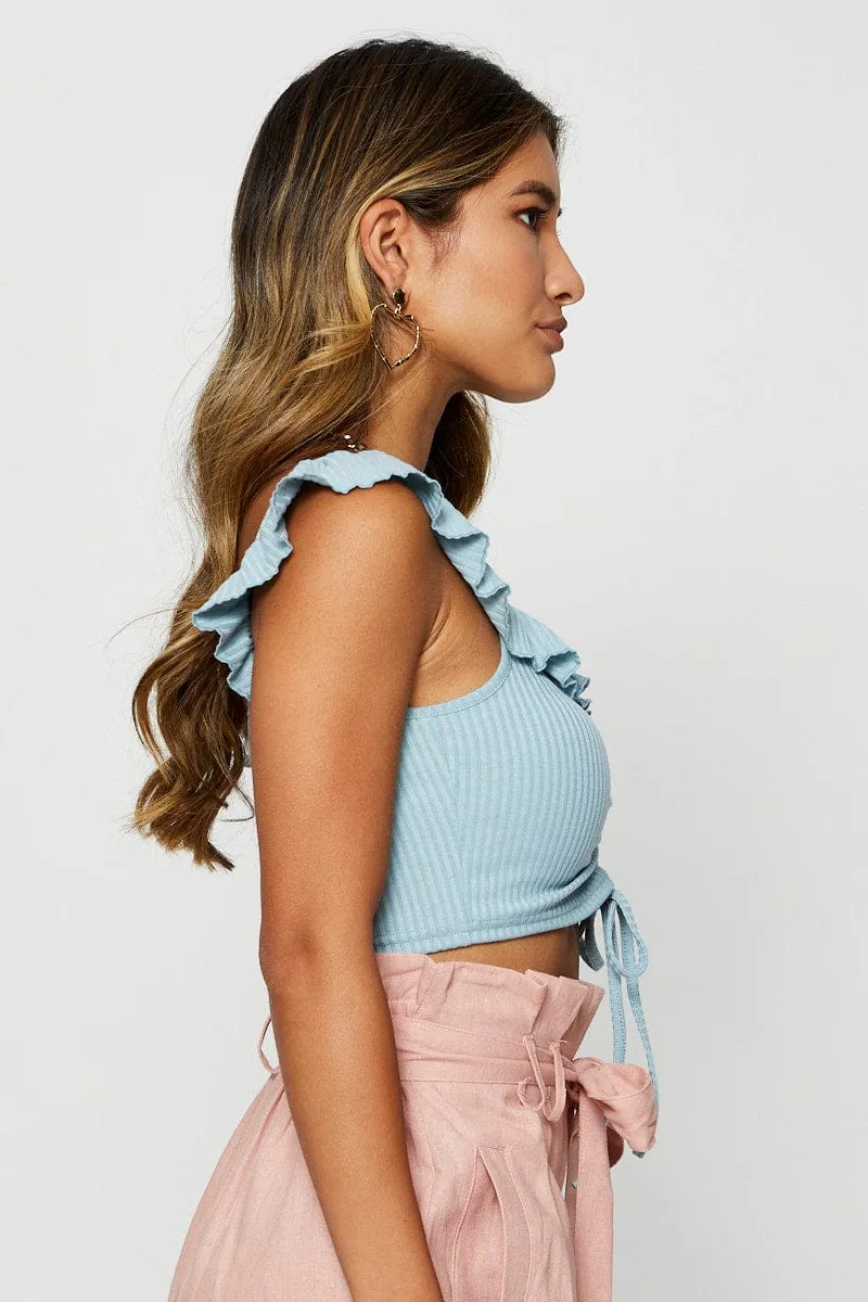 Blue Frill Detail Top Crop sold by Ally Fashion product image thumbnail 4