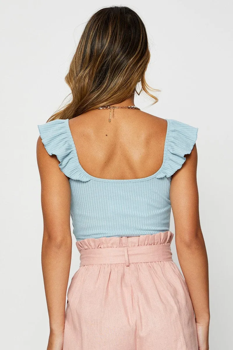 Blue Frill Detail Top Crop sold by Ally Fashion product image thumbnail 5