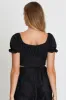 Black Jersey Top Puff Sleeve Ruche sold by Ally Fashion