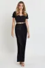Black Jersey Top Puff Sleeve Ruche sold by Ally Fashion
