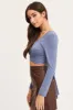 Blue Tie Back Top Long Sleeve Crop sold by Ally Fashion