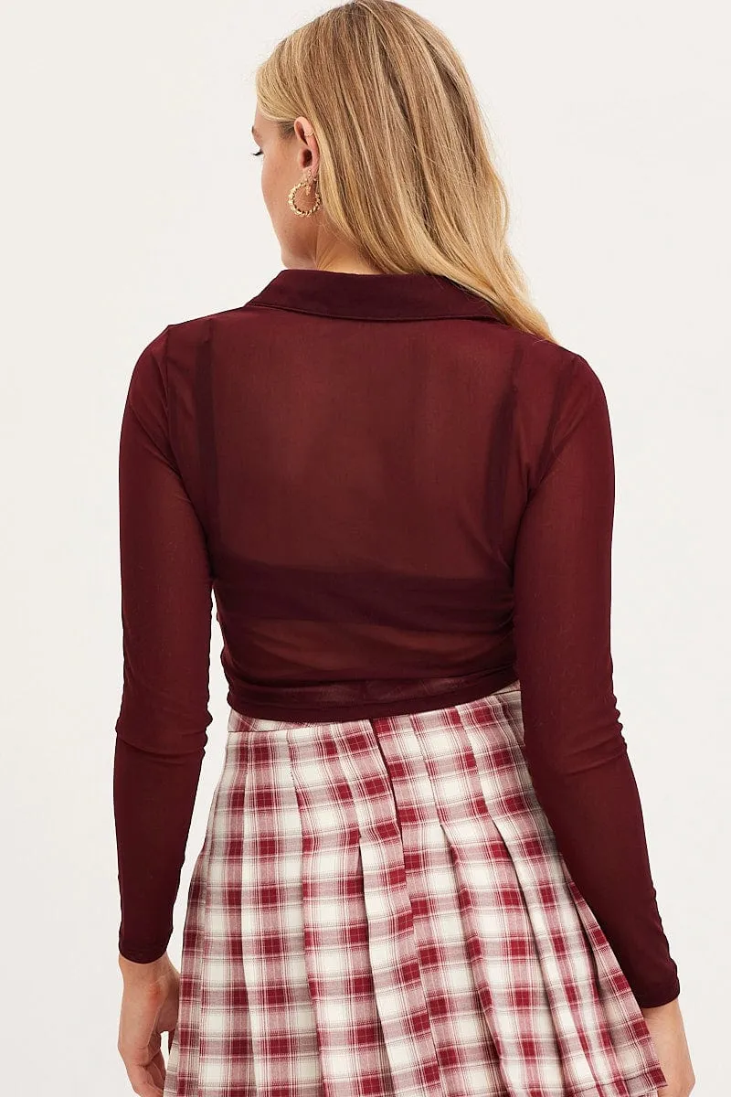 Brown Shirt Long Sleeve Mesh sold by Ally Fashion product image thumbnail 5